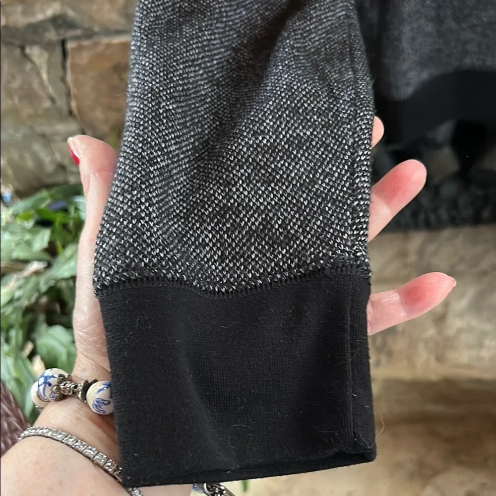 Black and Gray Zip-Up Sweater Size Large with Two Front Slit Pockets; Like New!